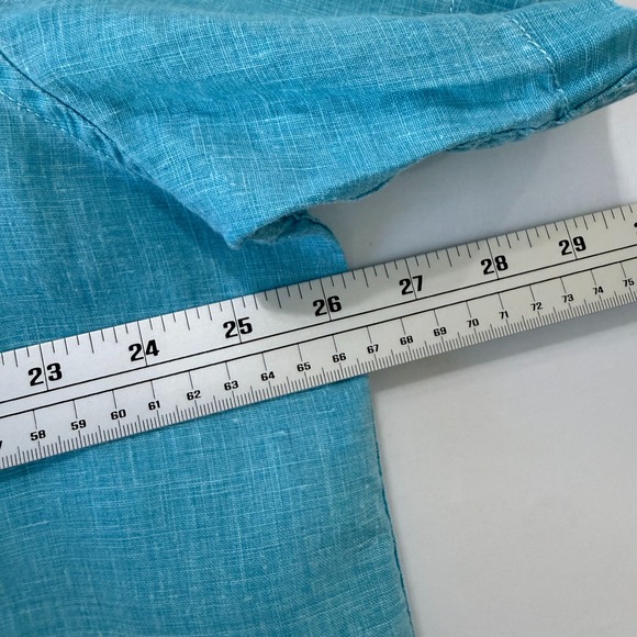Tommy Bahama Mens XL Linen Short Sleeve Button Up Shirt Aqua Blue Marlin Logo - Picture 9 of 10